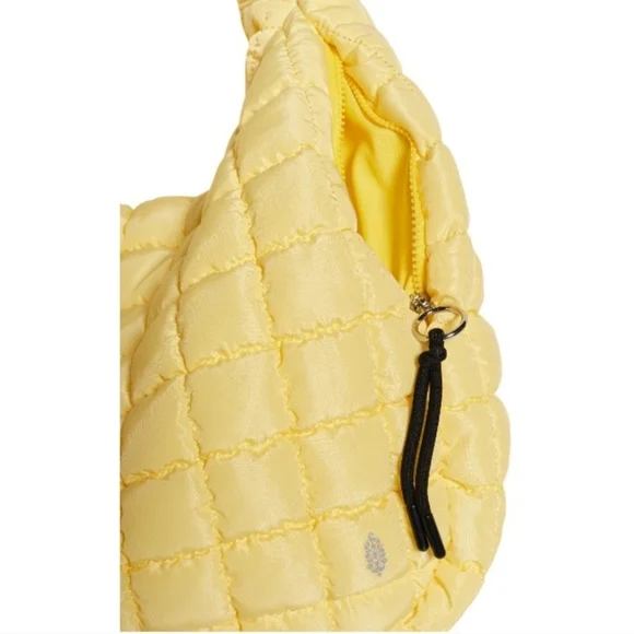 NWT Free People Yellow Quilted Hobo Bag - Sour Citrus - Picture 4 of 11